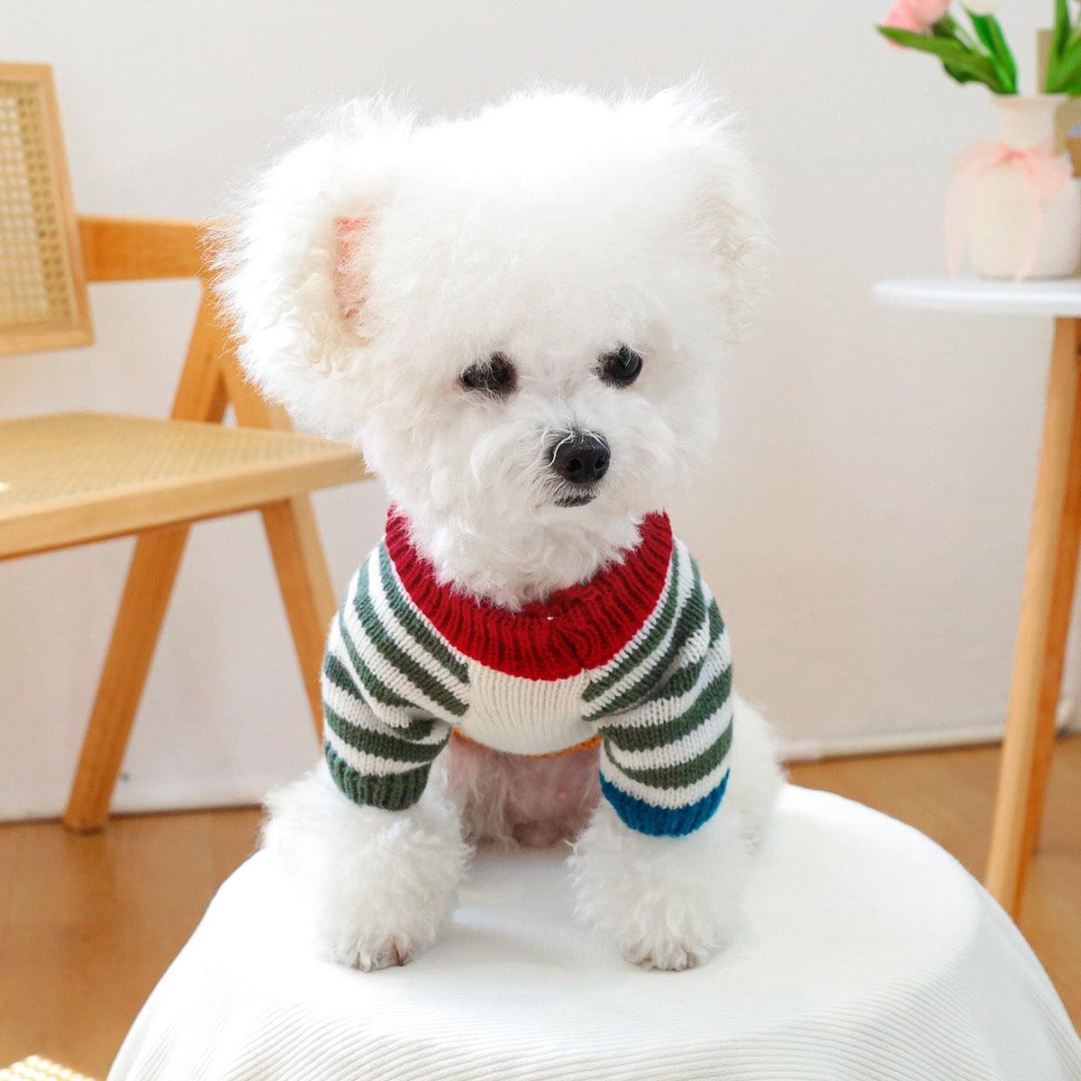 Pet Clothes Dog Cats Colorful vintage striped sweater 830166761506 - COCOMELODY