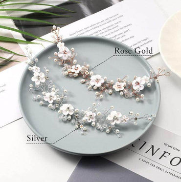 Bridal headwear European and American polymer clay flower crystal hair band hair accessories 685512271854 - COCOMELODY