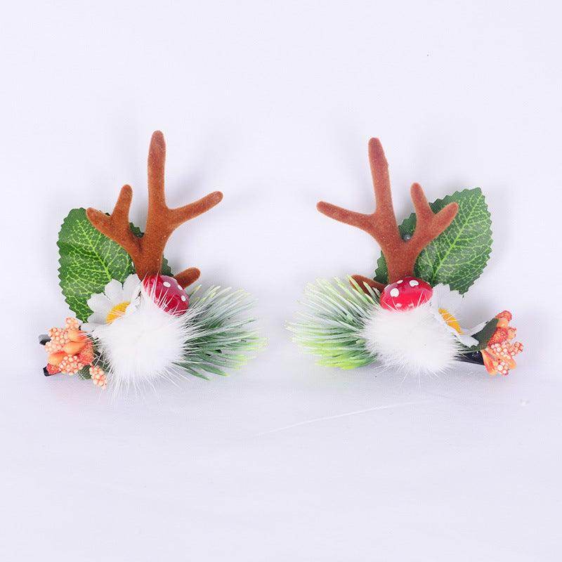 Christmas simulation antler hairpin on clip adult children decorative top clip hair accessories 848976050282 - COCOMELODY