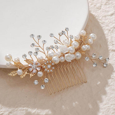 Hand alloy pearl updo bridal hair comb 716261902532 - COCOMELODY
