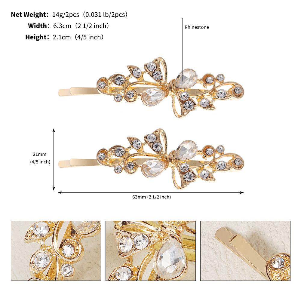 Hair accessories Metal Hair Clips Broken bangs One line clip leaf rhinestone alloy hair clips 679973510035 - COCOMELODY