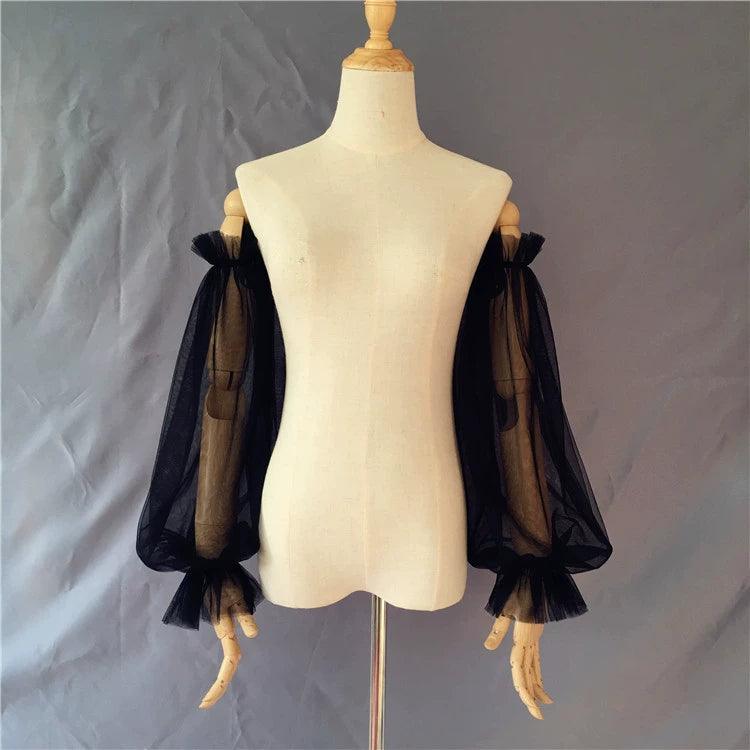 Ruffled black elastic sleeves 583122974681 - COCOMELODY
