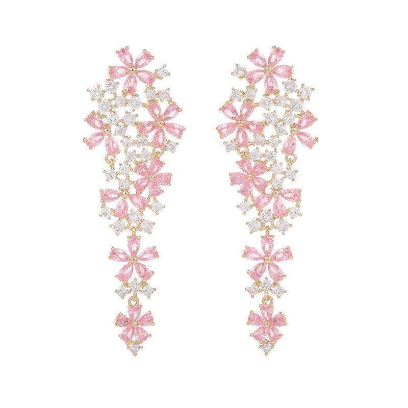 Colored zircon flower earrings 722044565739 - COCOMELODY