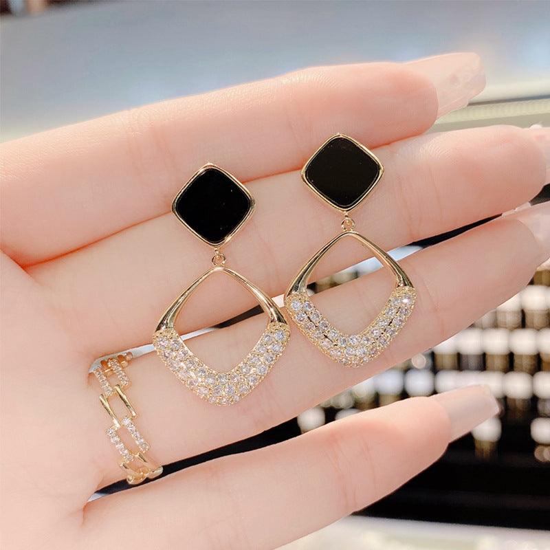Geometric diamond diamond earrings drop 649850728738 - COCOMELODY