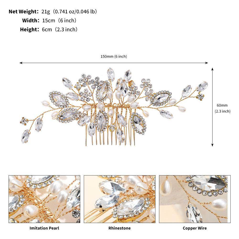 Bridal hair comb Wedding ladies Vintage updo accessories Handmade rhinestone pearl hair comb 757689767059 - COCOMELODY