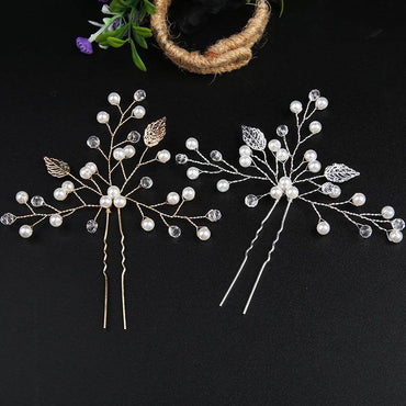 Gold Bridal Headwear Handcrafted Leaf Hair Accessories Wedding Hair accessories Hairpin set of 2 603338141625 - COCOMELODY
