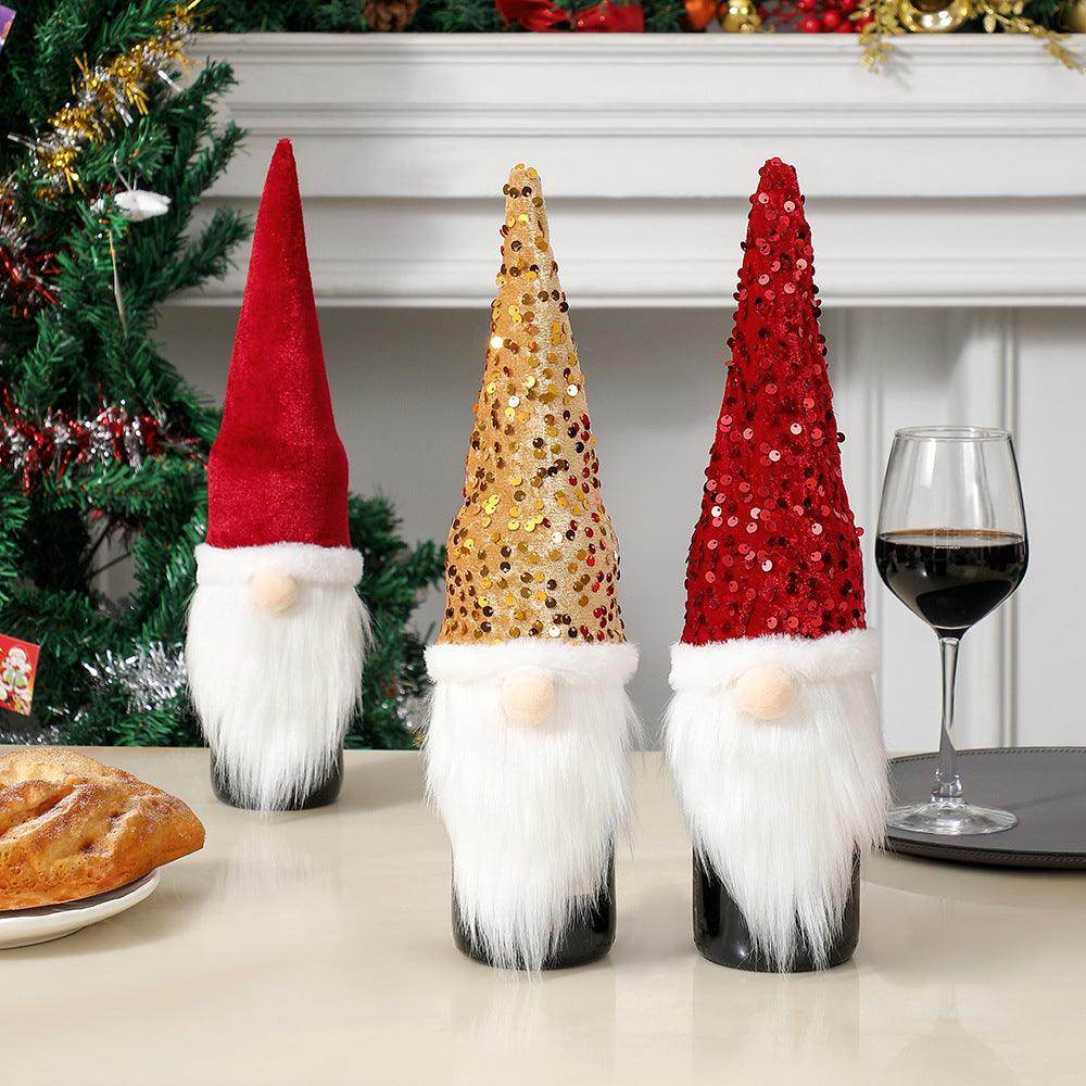 Christmas decorations sequin faceless doll bottle sleeve party 844089687689 - COCOMELODY