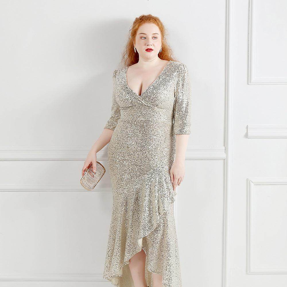 Trumpet-Mermaid High-Low Sequins Evening Dress 647755659545 - COCOMELODY