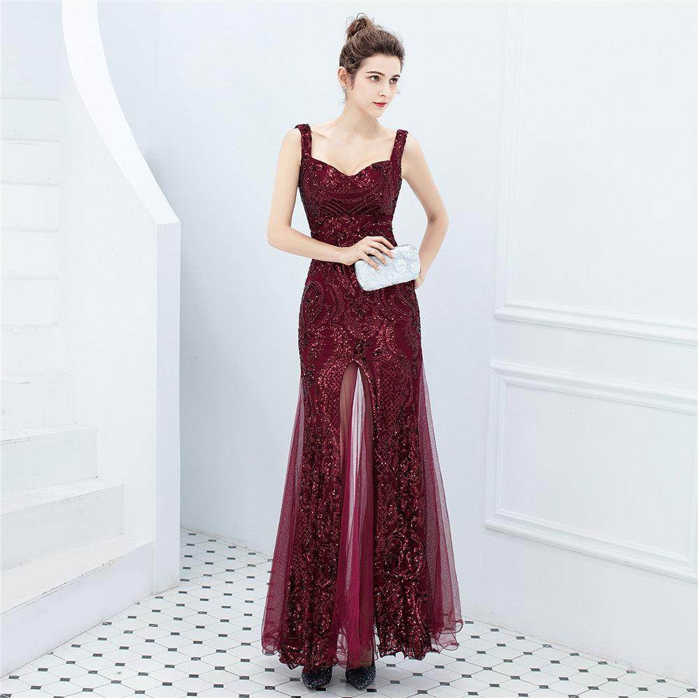 Sheath-column floor length sequined dress 646649928637 - COCOMELODY