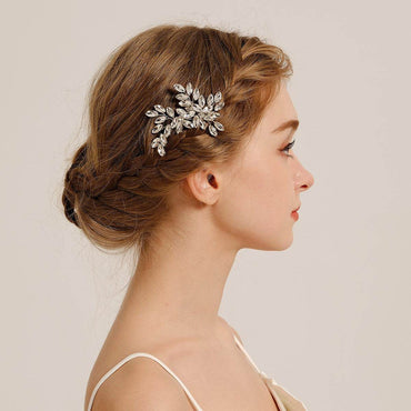 Wedding accessories Hairpin Bun Hair headdress U-shaped hair fork pin Hand-made horseeye rhinrhinee bridal hairpin 794126659820 - COCOMELODY