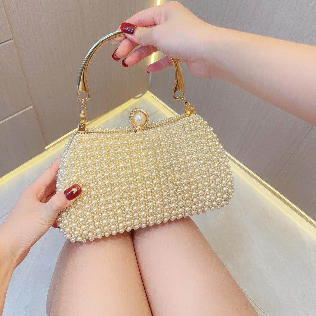 Pearl Tote Party Dress Party bag Evening bag Diagonal dinner bag 758596864368 - COCOMELODY