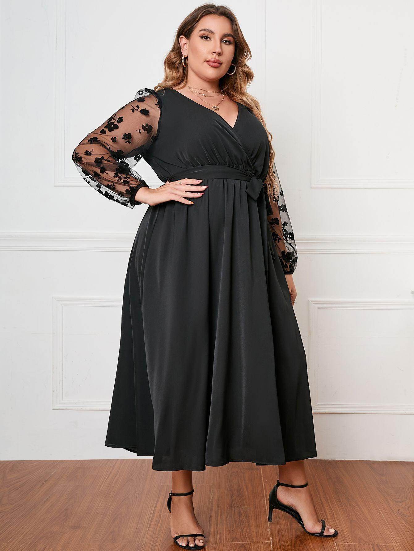 A-Line Tea Length Polyester Dress 679277571939 - COCOMELODY