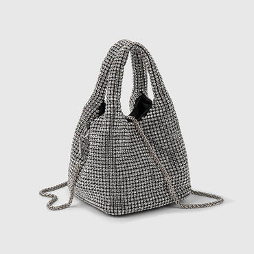 Diamond-encrusted and diamond-filled tote bucket dinner bag 819045946412 - COCOMELODY