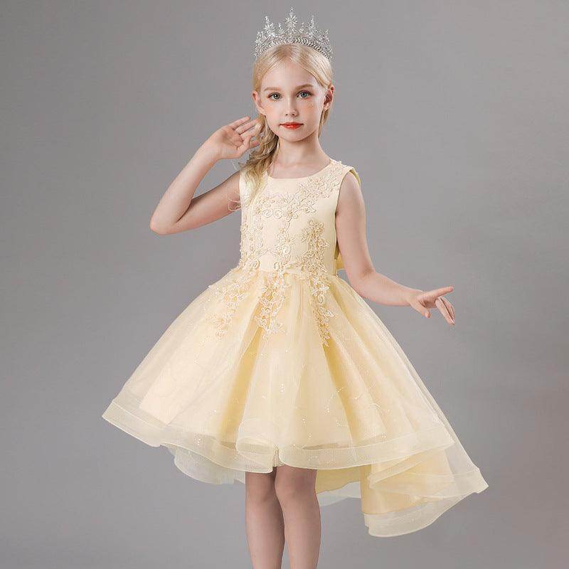 A-Line Scoop Neck Sleeveless High-Low Tulle Flower Girl Dresses 751391963514 - COCOMELODY