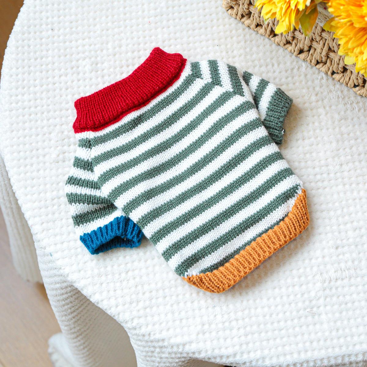 Pet Clothes Dog Cats Colorful vintage striped sweater 830166761506 - COCOMELODY