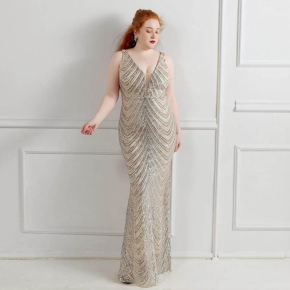 Sheath-column floor length sequined dress 646316084929 - COCOMELODY
