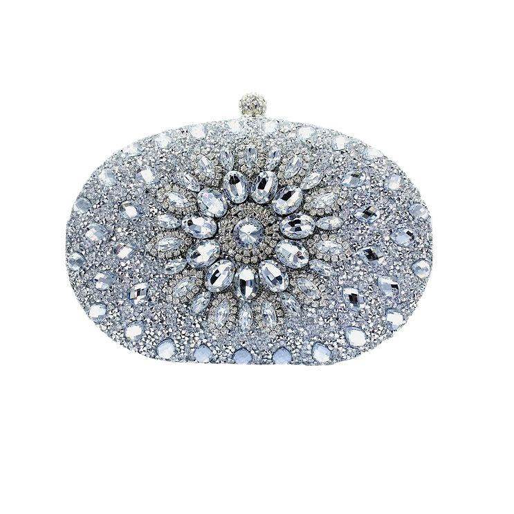 Shell full of diamonds glitter glass rhinestones wedding banquet dinner bag 736519933092 - COCOMELODY