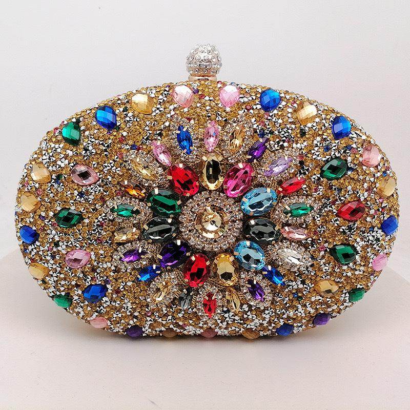 Shell full of diamonds glitter glass rhinestones wedding banquet dinner bag 736519933092 - COCOMELODY