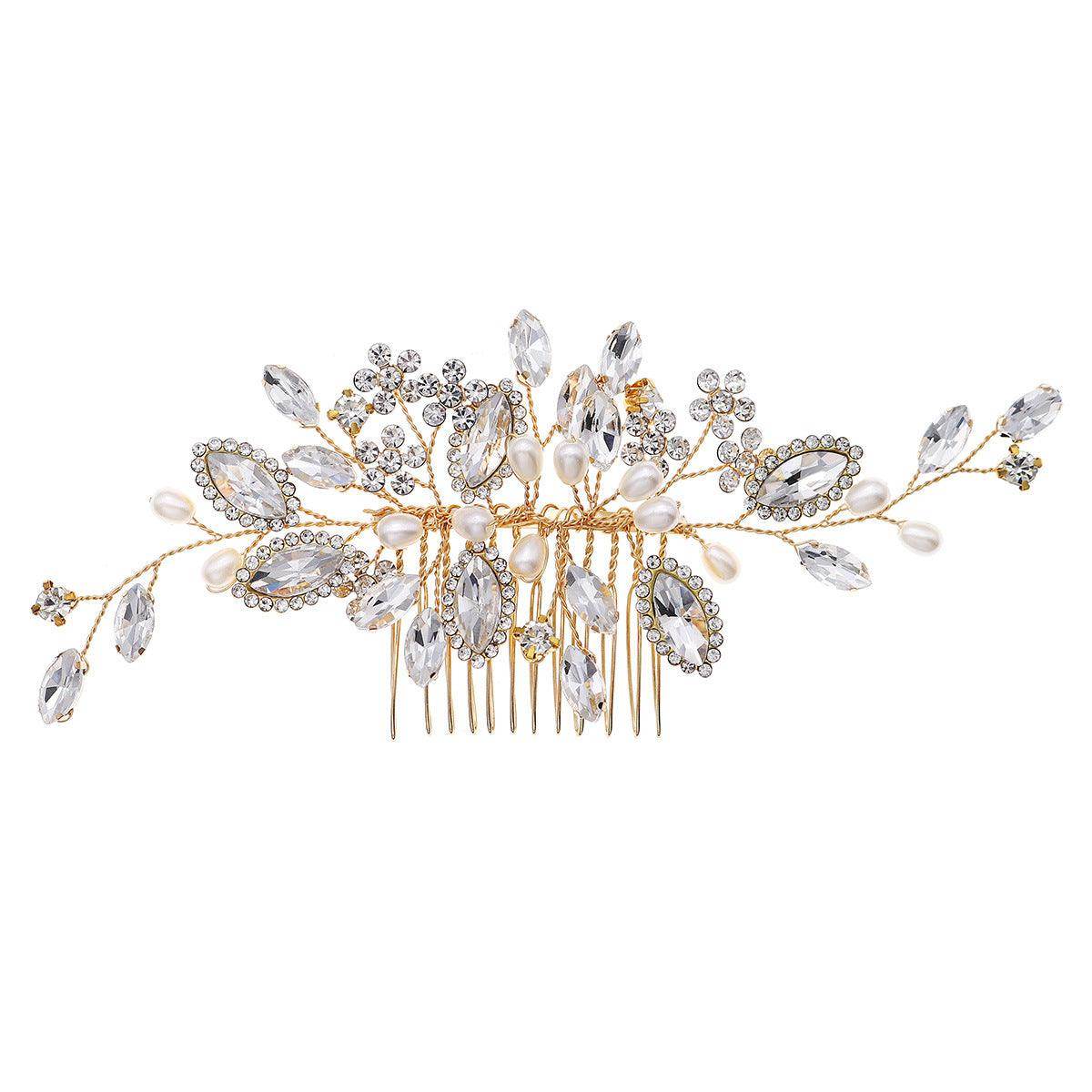 Bridal hair comb Wedding ladies Vintage updo accessories Handmade rhinestone pearl hair comb 757689767059 - COCOMELODY