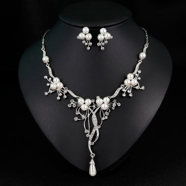 Jewelry set Pearl Necklace Earrings Bridal wedding dress Dinner dress jewelry set 803869863410