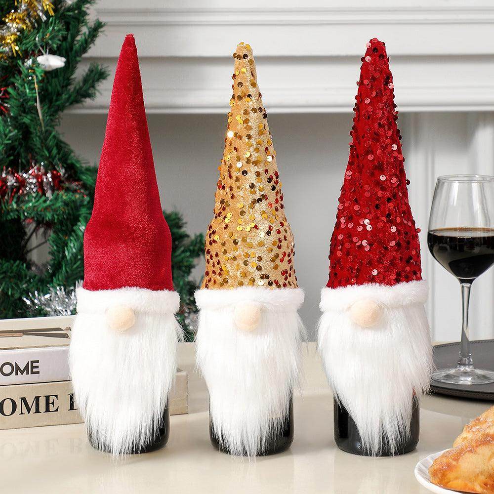 Christmas decorations sequin faceless doll bottle sleeve party 844089687689 - COCOMELODY