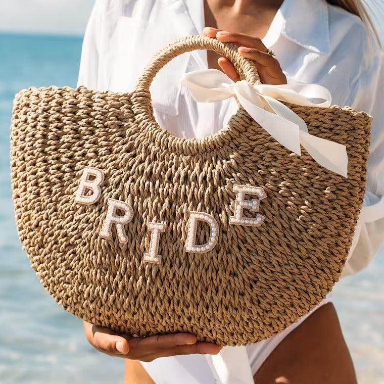 English letters Bride Mrs Straw bag wedding Bride bachelor party honeymoon 787587608952 - COCOMELODY