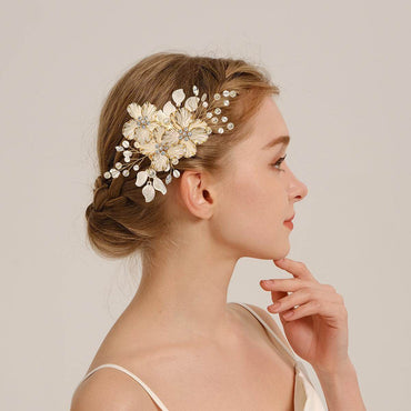 Beautiful acrylic flower set comb bride hair pearl clip Headpieces 736331094787 - COCOMELODY