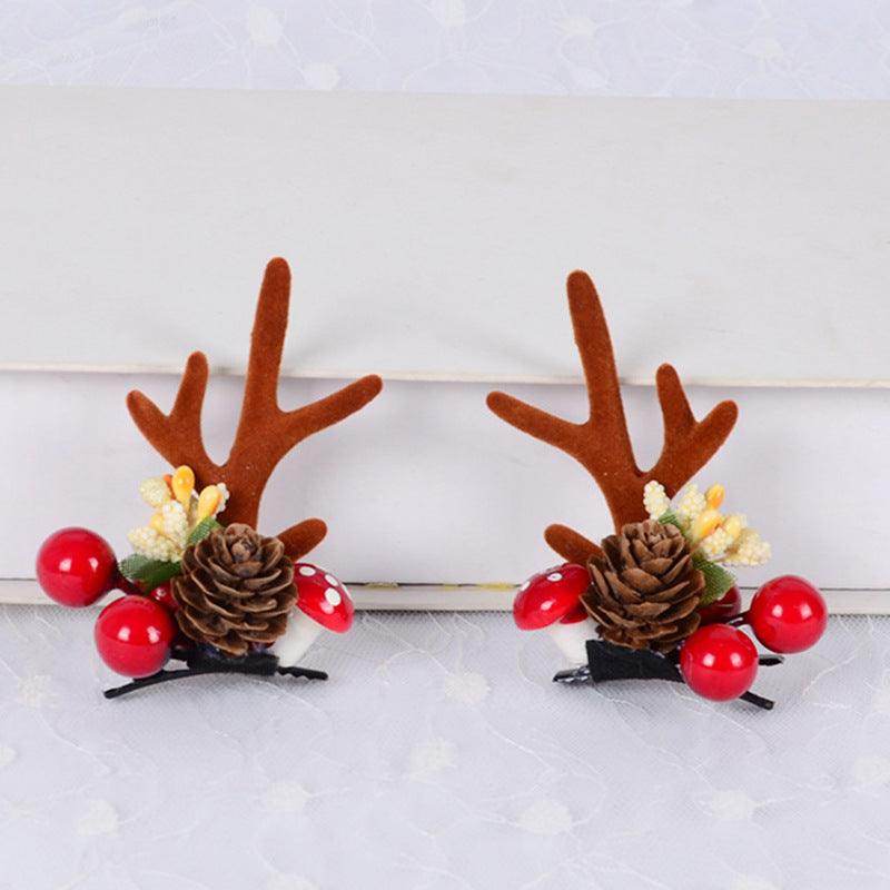 Christmas simulation antler hairpin on clip adult children decorative top clip hair accessories 848976050282 - COCOMELODY