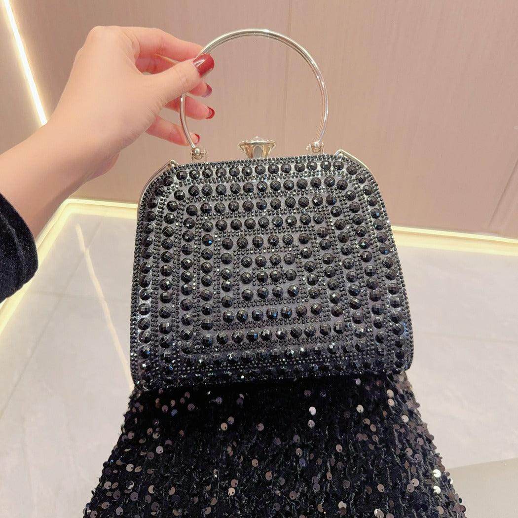 Diamond-set clutch bag Women's Party Bag Rhinestone Tote Delicate diagonal dinner bag 763988820276 - COCOMELODY