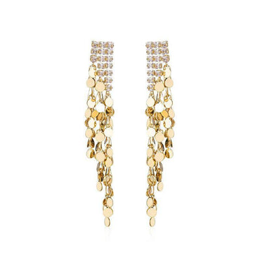 Long gold fringe earrings 738515284210 - COCOMELODY