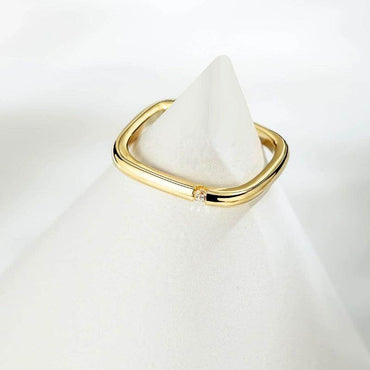 Index finger sterling silver ring small square ring personality couple ring 635585616929 - COCOMELODY