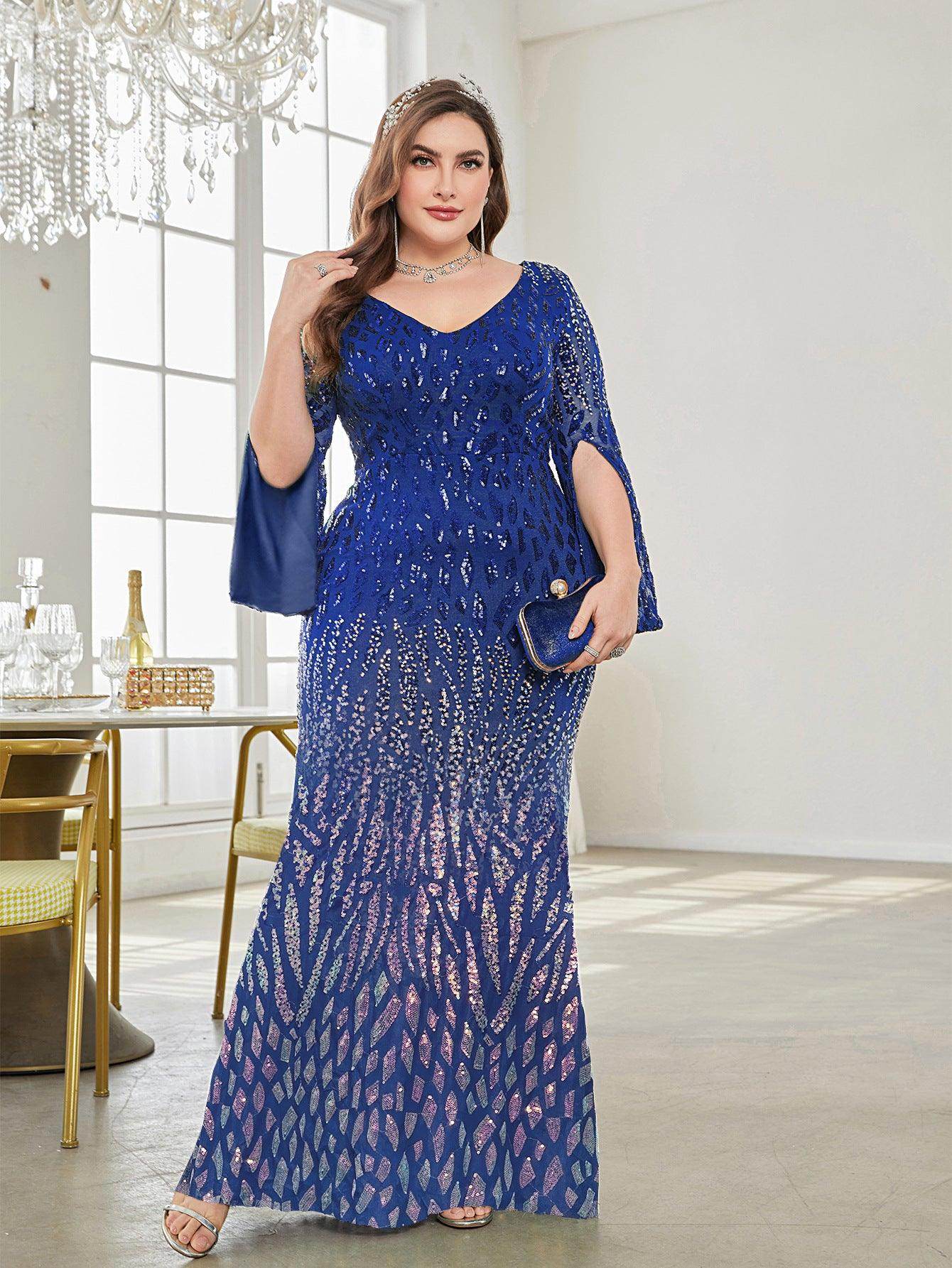 Sheath-column floor length sequined dress 760744990416 - COCOMELODY