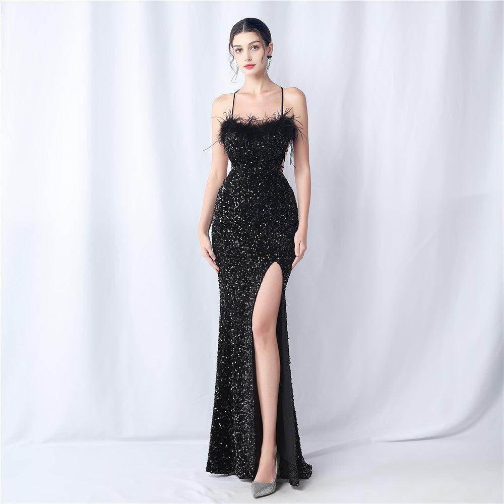 Sheath-Column Sweep-Brush Train Sequins Dress 749529420329 - COCOMELODY