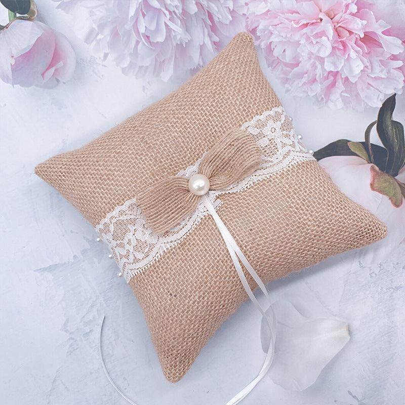 Linen ring pillow Bride wedding party ring pillow 702166828805 - COCOMELODY