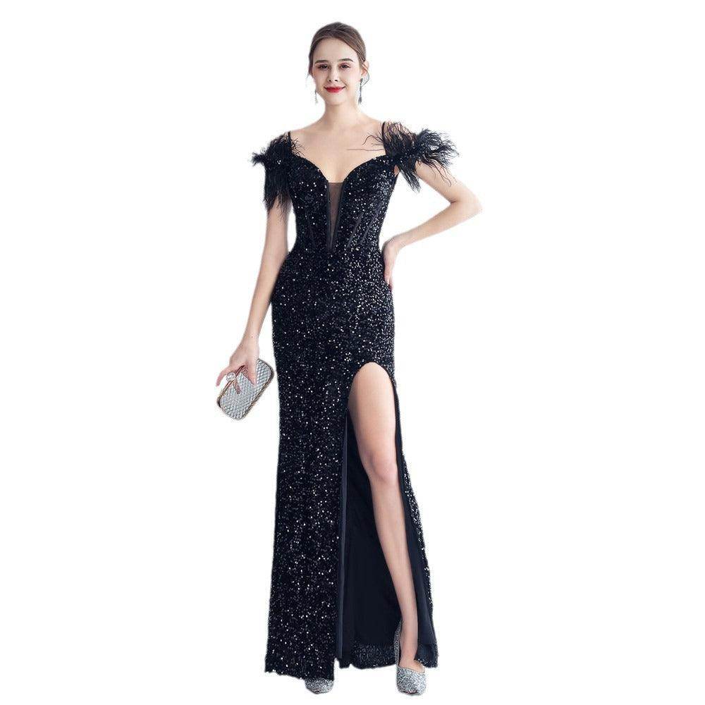 Trumpet-Mermaid Floor Length Sequins Dress 794624136176 - COCOMELODY