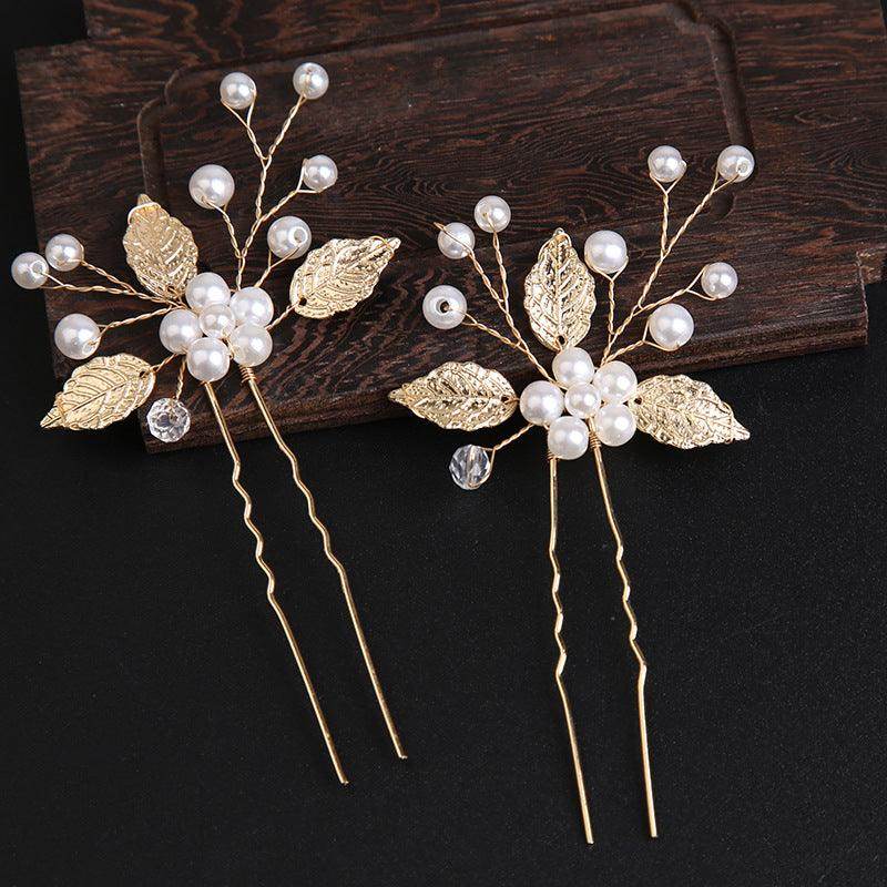 Pearl bridal hairpin Headpiece Hair pin Wedding accessories set of 3 686678591615 - COCOMELODY
