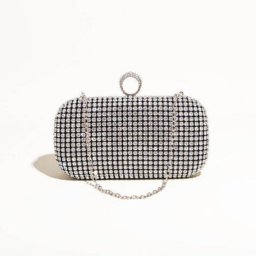 Hand diamond-encrusted dinner bag Hand bag chain small square bag 689059915170 - COCOMELODY