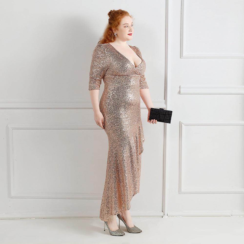 Trumpet-Mermaid High-Low Sequins Evening Dress 647755659545 - COCOMELODY