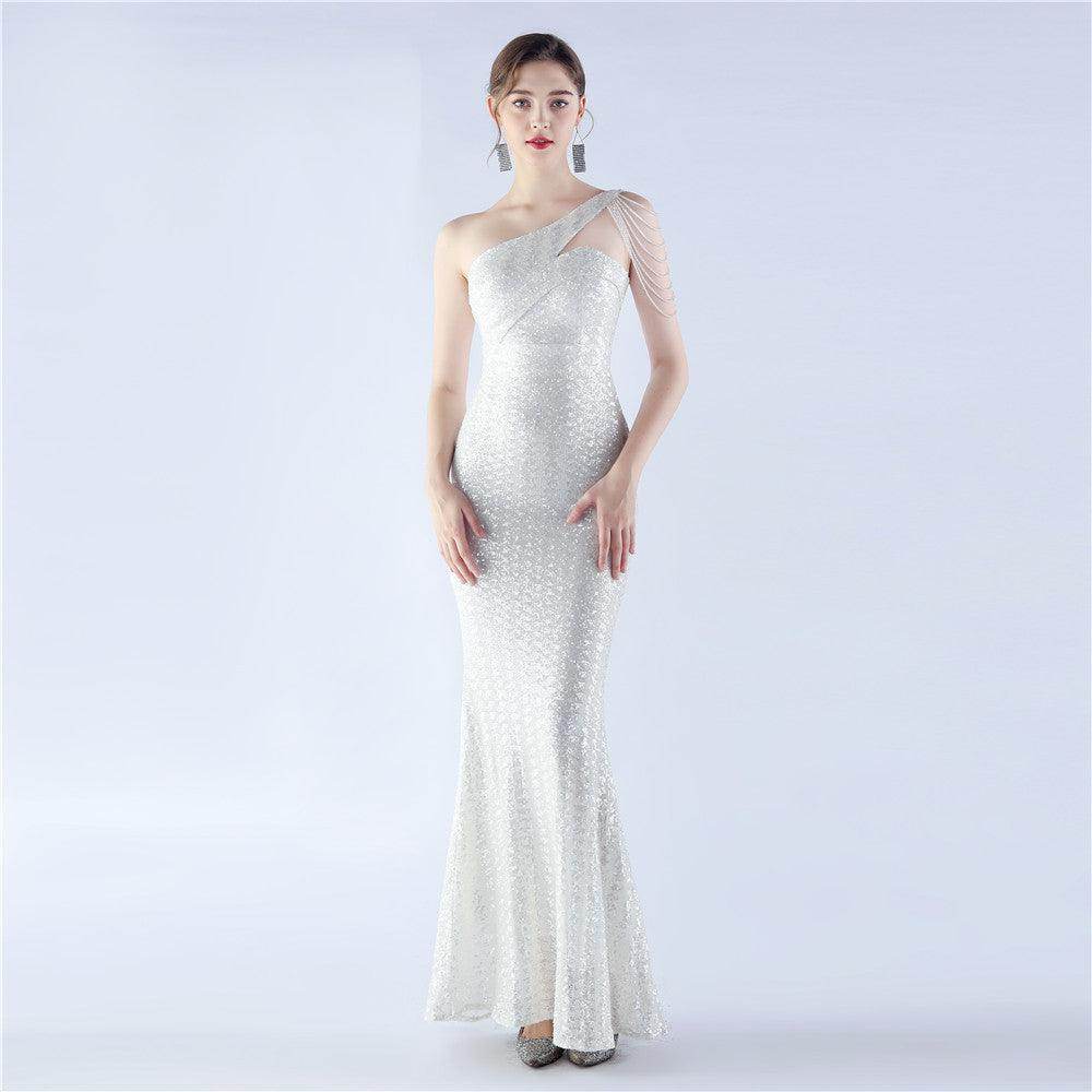 Sheath-column floor length sequined dress 785514826195 - COCOMELODY