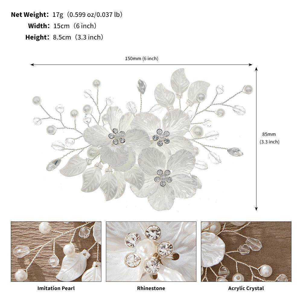 Beautiful acrylic flower set comb bride hair pearl clip Headpieces 736331094787 - COCOMELODY