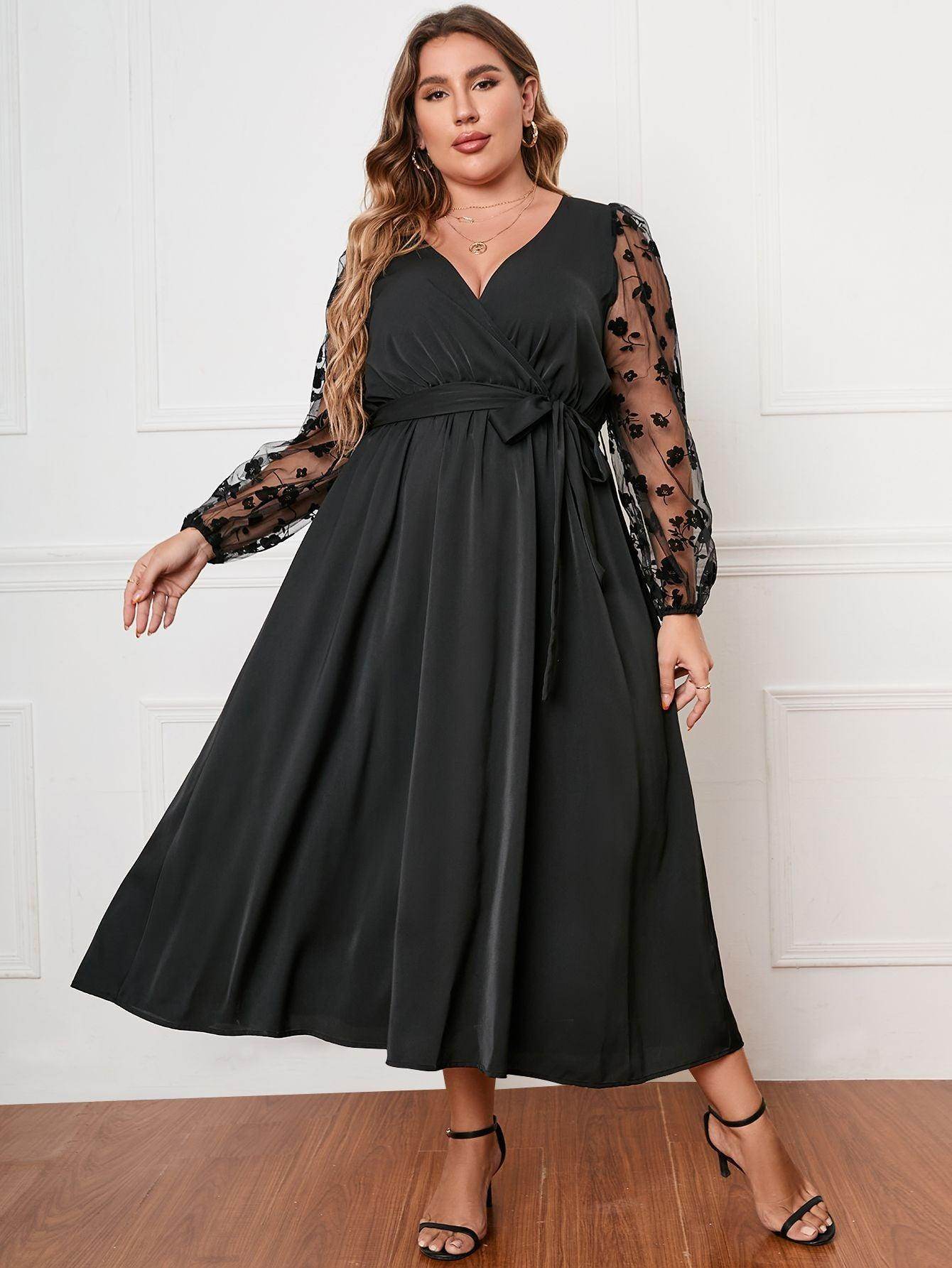 A-Line Tea Length Polyester Dress 679277571939 - COCOMELODY