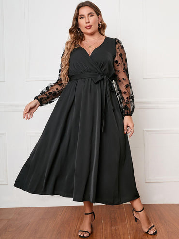 A-Line Tea Length Polyester Dress 679277571939