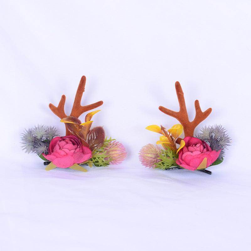 Christmas simulation antler hairpin on clip adult children decorative top clip hair accessories 848976050282 - COCOMELODY