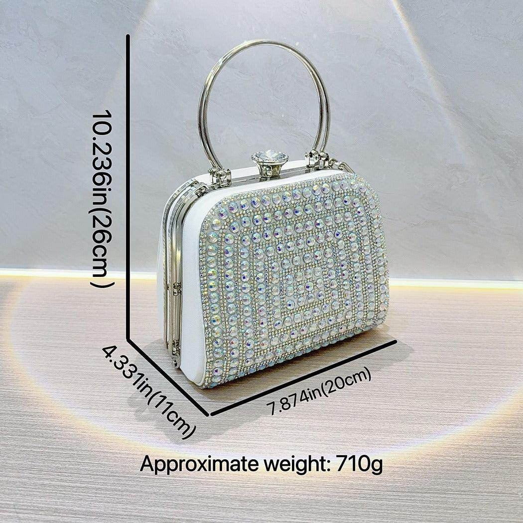 Diamond-set clutch bag Women's Party Bag Rhinestone Tote Delicate diagonal dinner bag 763988820276 - COCOMELODY