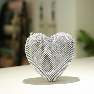 Diamond Heart Bag mini Shiny Diamond Evening bag 729106323676 - COCOMELODY