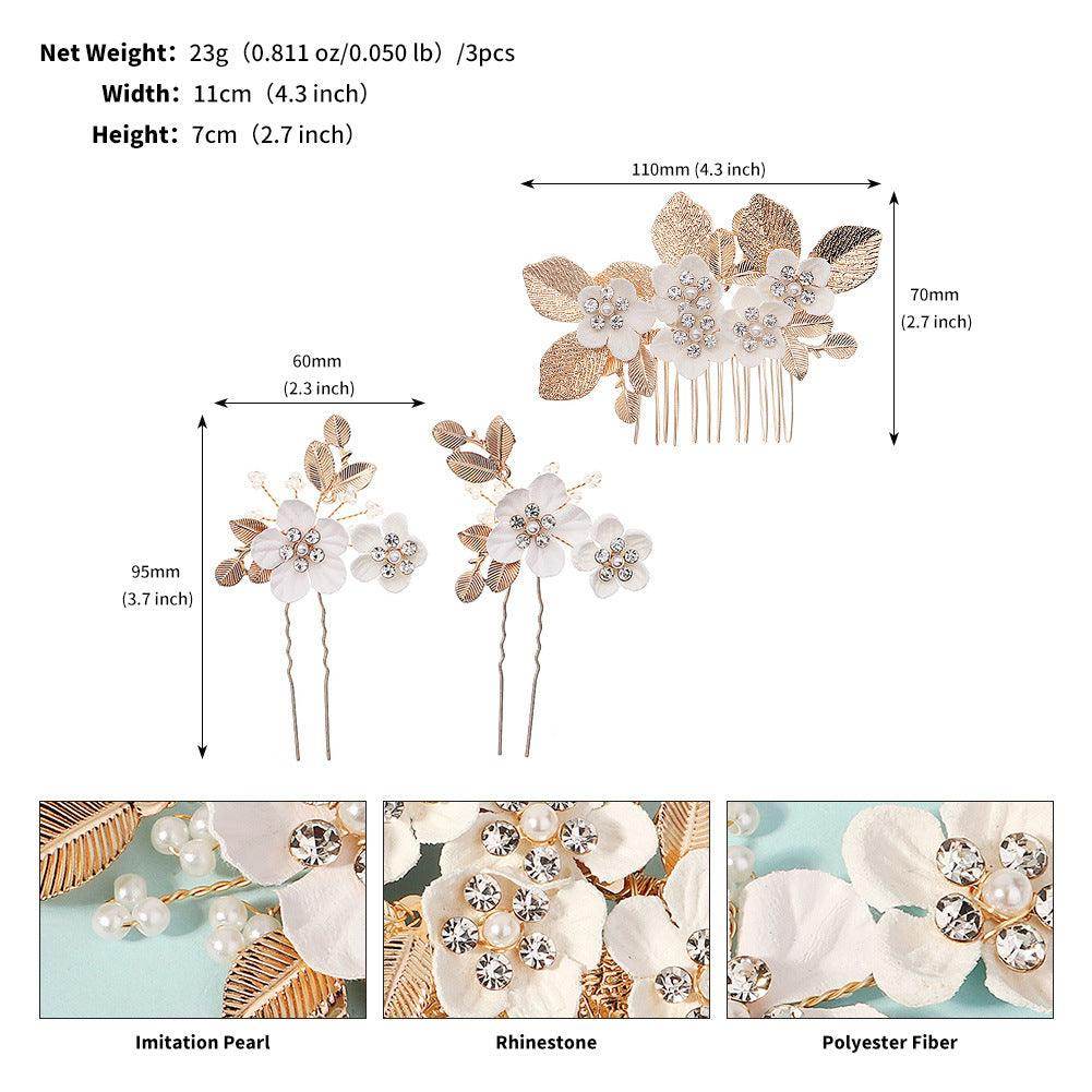 Vintage Leaf Flower hairpin set Bridal Wedding Headwear Handmade Hairpin and comb 771959289349 - COCOMELODY