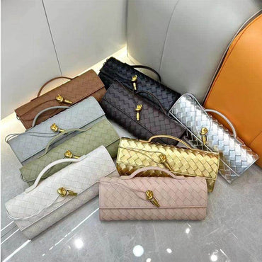 Leather clutch bag Hold leather woven square dinner bag 788440003397 - COCOMELODY