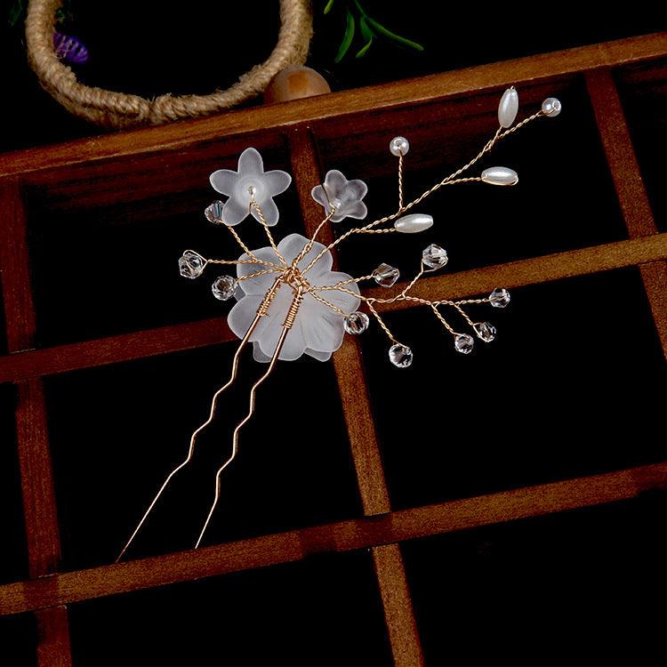 Bridal headwear Handmade flower Bridal accessories Wedding Hairpin Hair fork accessories 643526251684 - COCOMELODY