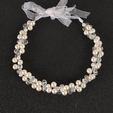 Bridal headwear for girls Pearl headband Headband with yarn band 583256976866 - COCOMELODY