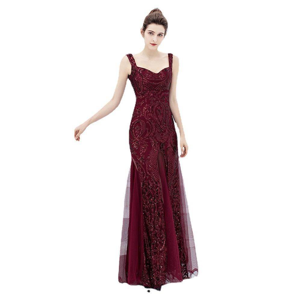 Sheath-column floor length sequined dress 646649928637 - COCOMELODY